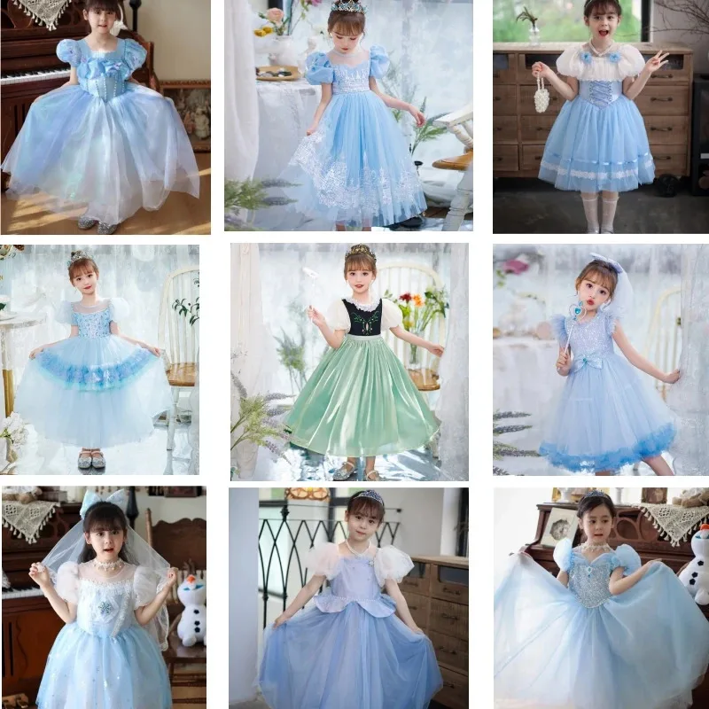 신데렐라 공주 드레스 소녀 어린이 생일 파티 카니발 의상 드레스 엘사 인어 라푼젤 키즈 화려한 고급 의상