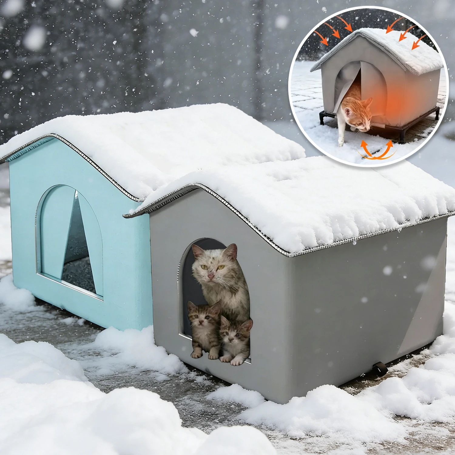 

1PC Stray Cat Nest Winter Warm Cat House Outdoor Pet Shelter Insulated Cave Pet Tent Floor Thermal Insulation Pets Kitten Nest