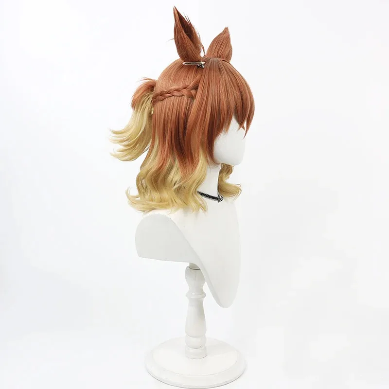 

Anime Game Umamusume Pretty Derby Jungle Pocket Cosplay Wig with Ears Tails Heat Resistant Synthetic Hair Halloween Role Play Pa