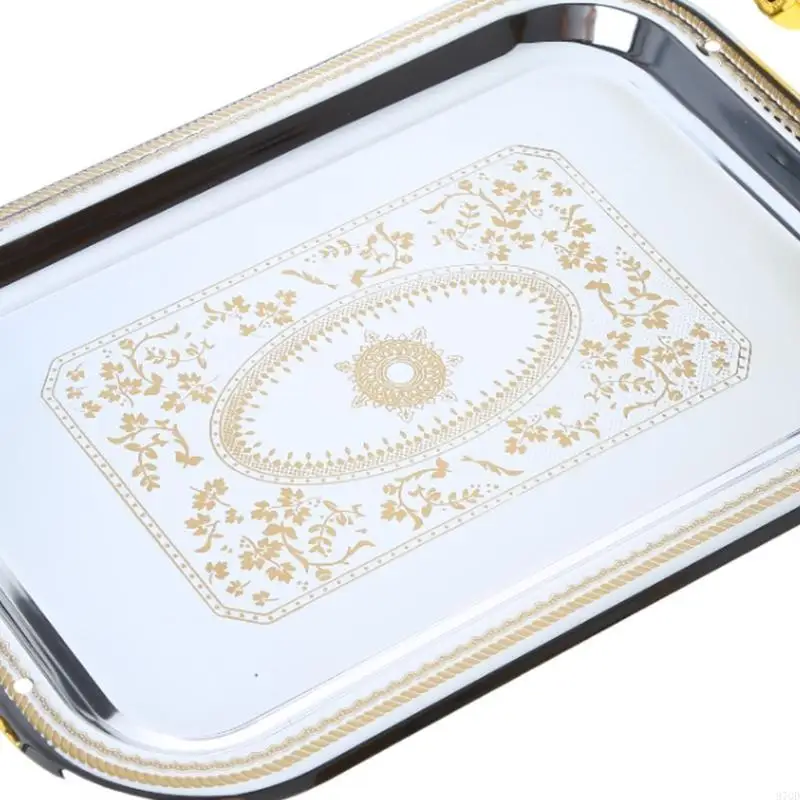 97QD Nordic Stainless Steel ที่ให้บริการถาดพร้อมกับ Handles Coffee Bar Plate Plate