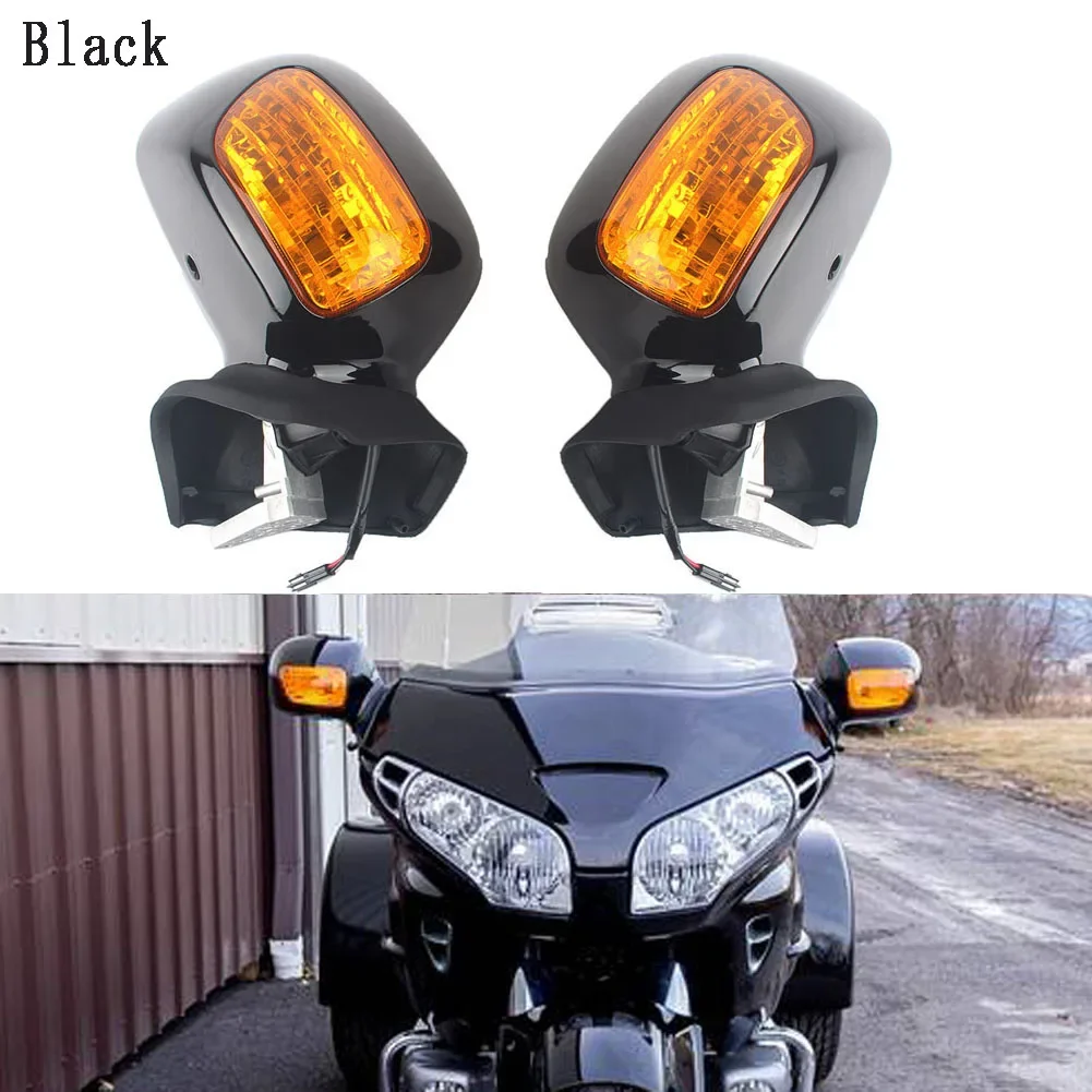 Motorcycle Rear View Mirrors Integrated LED Turn Signal For Honda Goldwing GL1800 2001 --2011