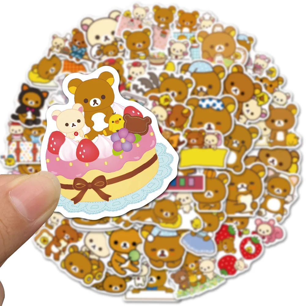 50Pcs Cute Rilakkuma Bear Sticker Kawaii Cartoon Stickers For Guitar DIY Toy Bicycle Skateboard Laptop Luggage Decor