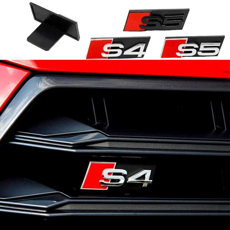 

ABS Car Front Grille Buckle Emblem 3D Decoration Accessories S Badge For Audi S3 S4 S5 S6 S7 S8 Logo Auto Styling Modification