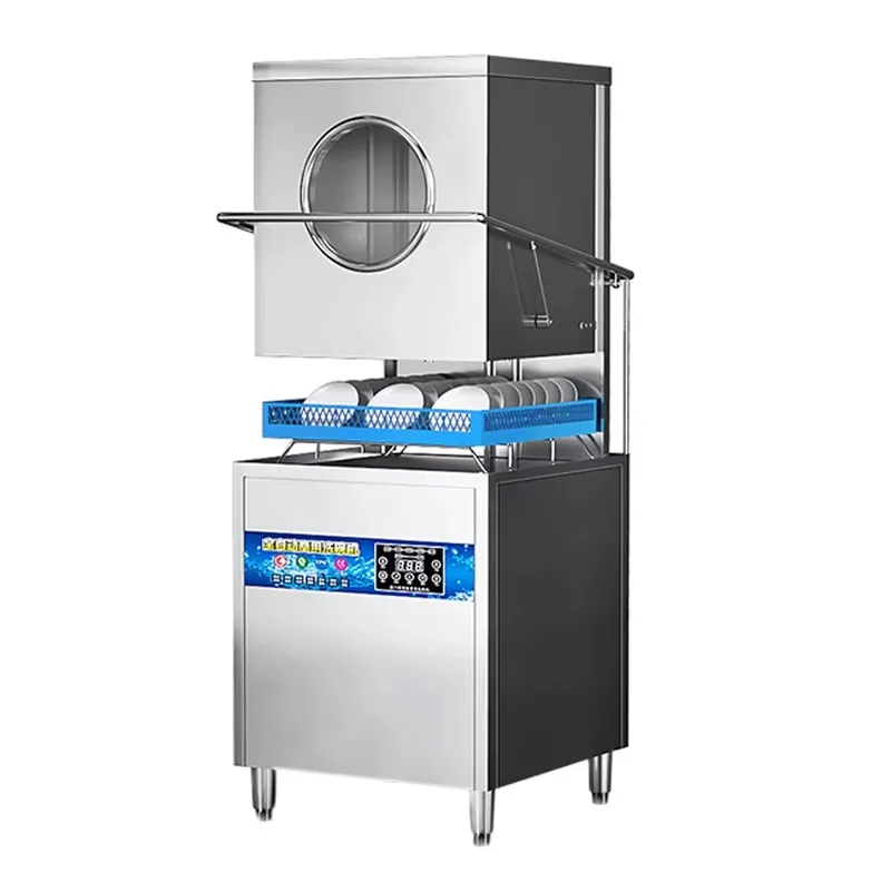 Commercial Kitchen Dishwasher Sterilization High Temp Fast Sterilization Single Tray Hood Door Type Stainless Steel Upright