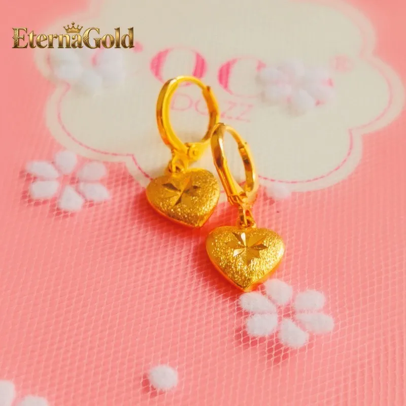 

EternaGold Luxury 24K 9999 Pure Gold real gold Women's Earrings Peach Heart Earrings