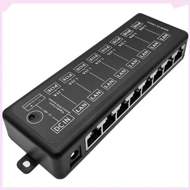 

B24B 5X POE-инжектор 8-портовый адаптер питания Poe Источник питания Ethernet для сетевой камеры видеонаблюдения POE Power Over Ethernet, черный