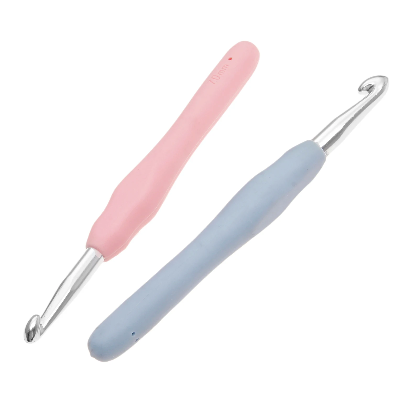 1pc Crochet Hook 7mm/8mm Aluminum Alloy Knitting Needles Tool Thick Head Light Color Blue Pink Soft Handle Craft DIY Hicello