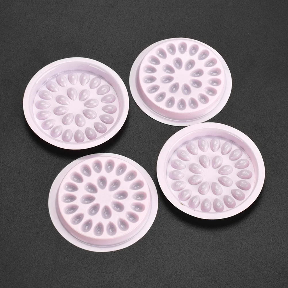 Bandeja de junta de extensão de suporte de cola de cílios, palete adesiva de endurecimento oval conveniente para uso doméstico e em salão de beleza com 10 peças