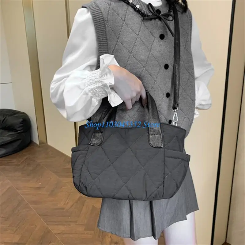 

A3PE Trendy Quilted Nylon Bag Spacious Shoulder Satchel With Adjustable Strap For Women Puffer Handbag for Various Occasion