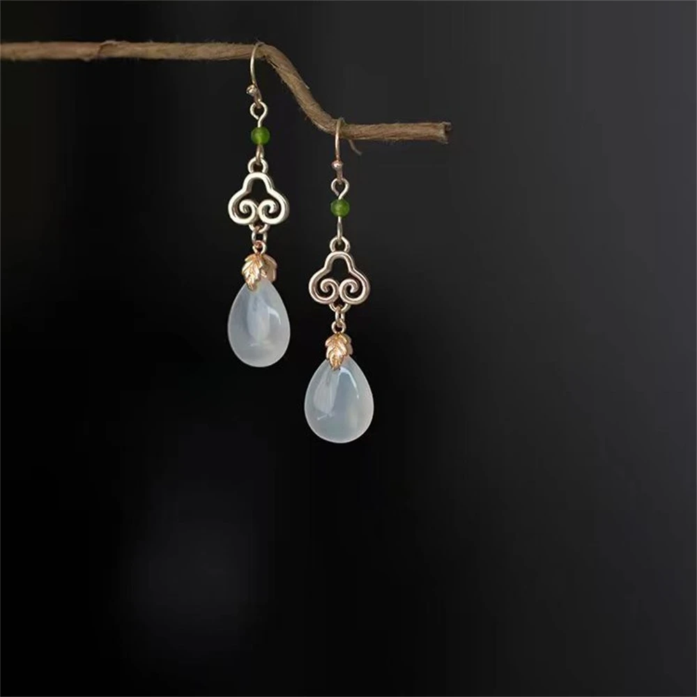 

1 pair Chinese Style Chic Cheongsam Earrings Vintage Handmade Pendant Jewelry Female Hanfu Tea Costume Ear Hooks Jewellery Gift