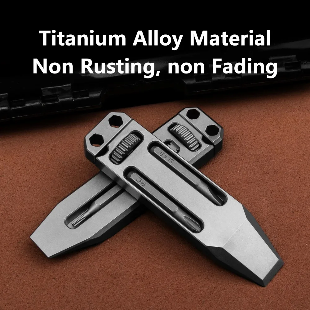 Titanium Alloy Mini EDC Wrench Multifunctional Pry Bar Bottle Opener Portable Keychain Pocket Tool Accessory Screwdriver