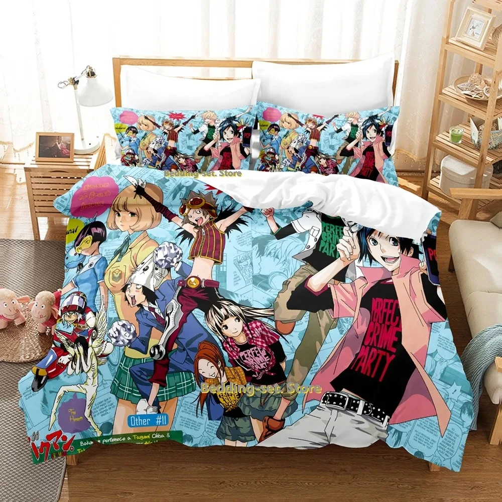 

2024 Bakuman Bedding Set Single Twin Full Queen King Size Bed Set Adult Kid Bedroom Duvetcover Sets 3D Print Anime Bed Sheet Set