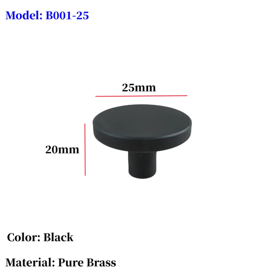 Luksusowe okrągłe gałki z litego mosiądzu czarno-złote szczotkowane niklowane 25mm 28mm 32mm uchwyty do szafek meblowe gałki do drzwi