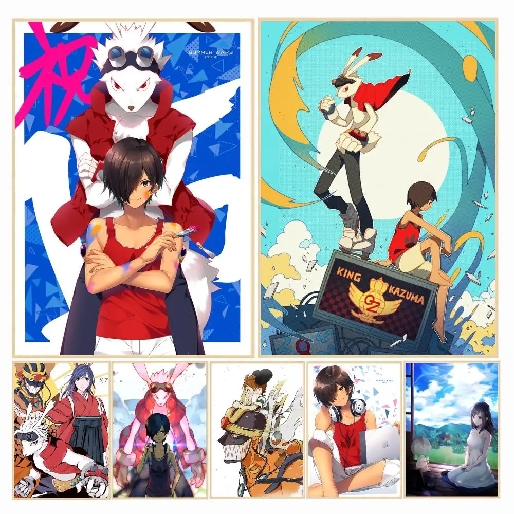 anime S-Summer Wars-S Poster Decorative Wall Art Sticker for Cafe Office Bedroom and Living Room