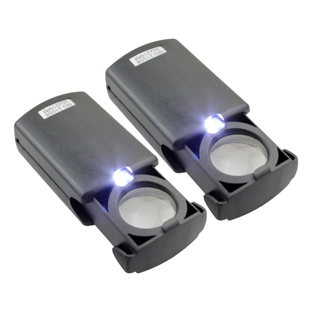 

2pcs Led Jewelry Magnifying Glass 10X Handheld With Light For Gems Stamps Coins Antiques Inspection Repair Abs Glass Lightweight