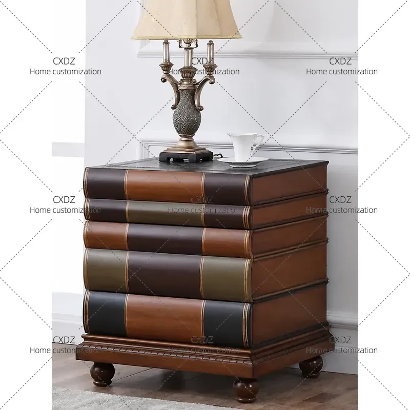 Rustic Medieval Style Chest Cabinet Phone Table Sofa Side Table Living Room Corner Storage Unit