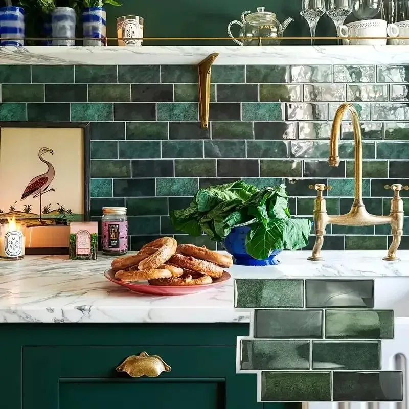 Subway Wall Tiles Backsplash Stickers 3D Wall Sticker Waterproof Strong Adhesive Wallpaper Interior Decorative Kitchen Bathroom