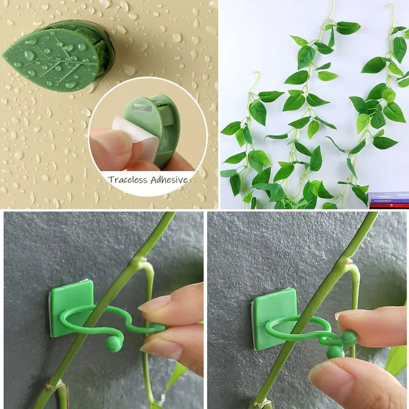 10PCS Plant Climbing Wall Fixture Clips Plant Fixer Self-Adhesive Hooks Invisible Wall Fixing Clip Vines Holder for Home Decor