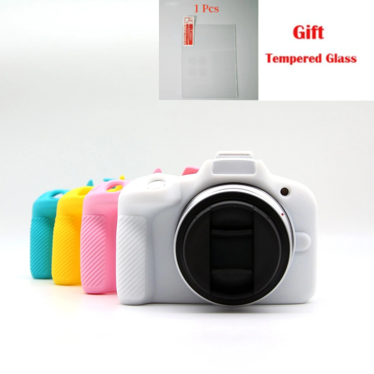 

For Canon EOS R50 Micro Single Digital Camera Silicone Case Protective Case + free tempered film