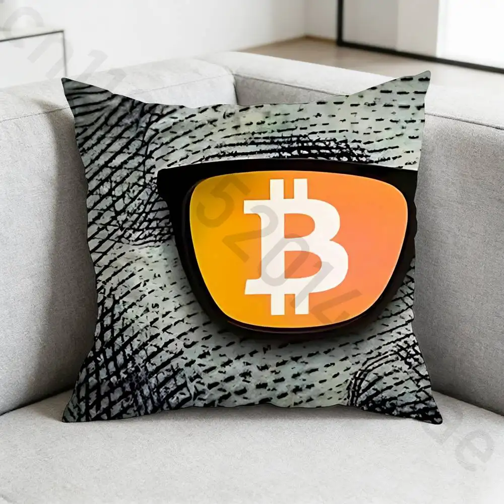 Bitcoin Cryptocurrency Btc pillowcase casual style decoration, suitable for home decoration (excluding pillow core)