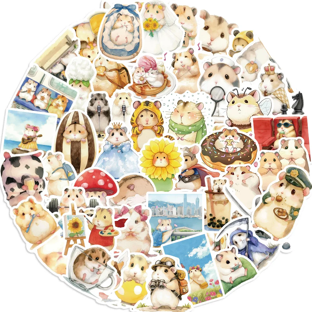 10/50Pcs Cute Little Fat Hamster Stickers Aesthetic DIY Scrapbooking Stationery School Supplies Decoration Sticker Decal Toy