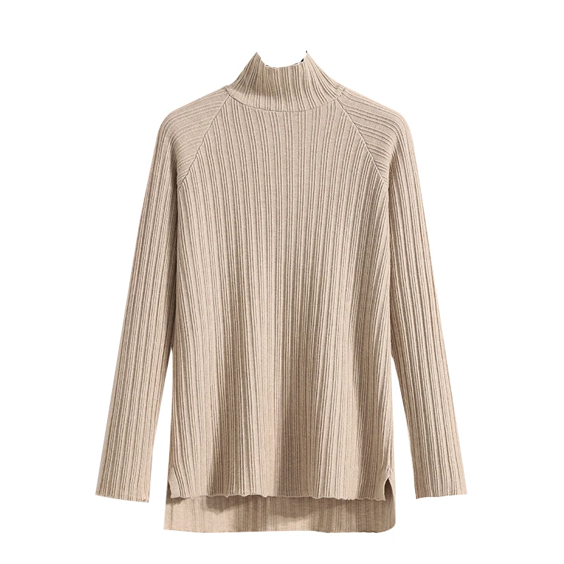 

Autumn Winter 2025 Knitting Sweater Women Plus Size Pullover Turtleneck Basic Jumper Long Sleeve Soft Solid Irregular Knit Tops