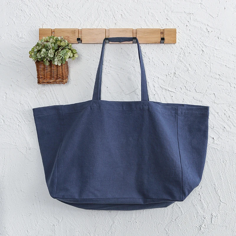 Retro Cotton Linen Shoulder Bags Large Capacity Handbag Portable Shopping Bag Supermarket Environmental Cloth Pouch Women Bag