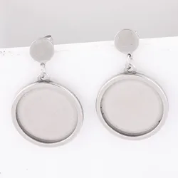6pcs Stainless Steel Fit 20mm Cabochon Earring Base Setting Blanks Diy Post Ear Studs Findings For Jewelry Making Supplies