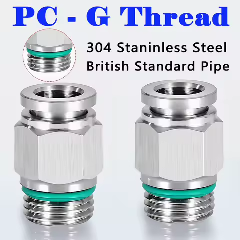 10pcs 304 Stainless Steel PC Pneumatic Quick Connector M5 1/8" 1/4" 3/8" 1/2" BSP G Thread Male Thread Air Tube Connector