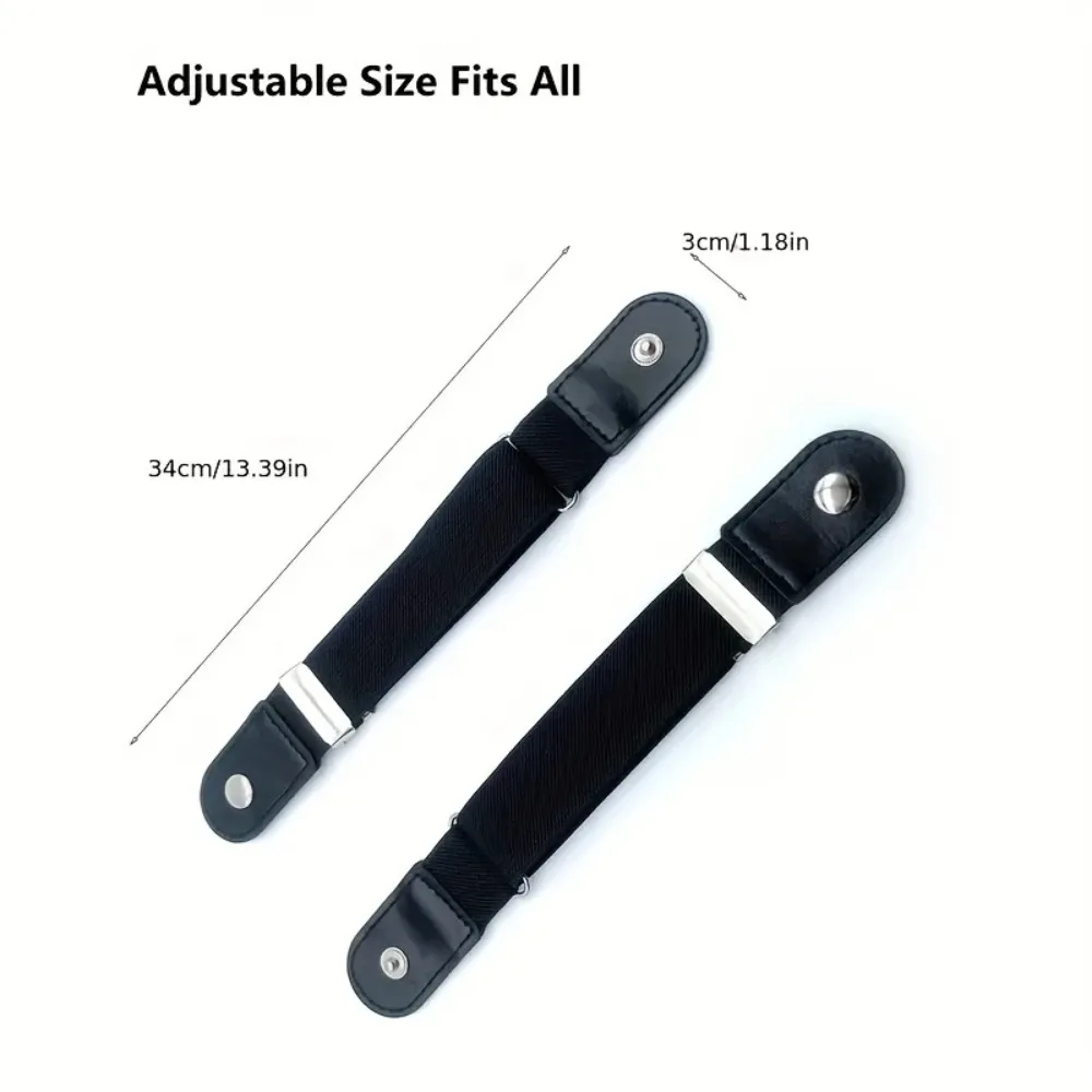 Elastic Sem Fivela Cinto de lona Invisível Stretch Belt, Fivela de calças ajustável, Unisex, Novo, 2pcs por conjunto