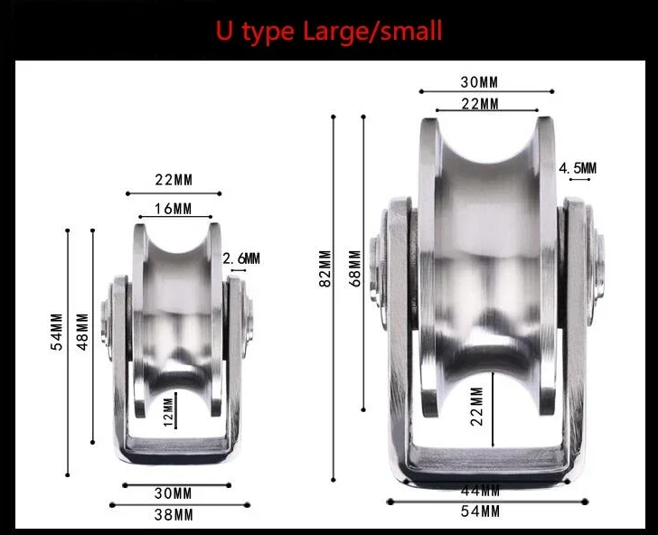 Imagem -06 - Rolamento Polia Corda de Fio U-tipo V-h-shaped Groove Roda Porta Deslizante Track Lifting 201 1pc Aço Inoxidável