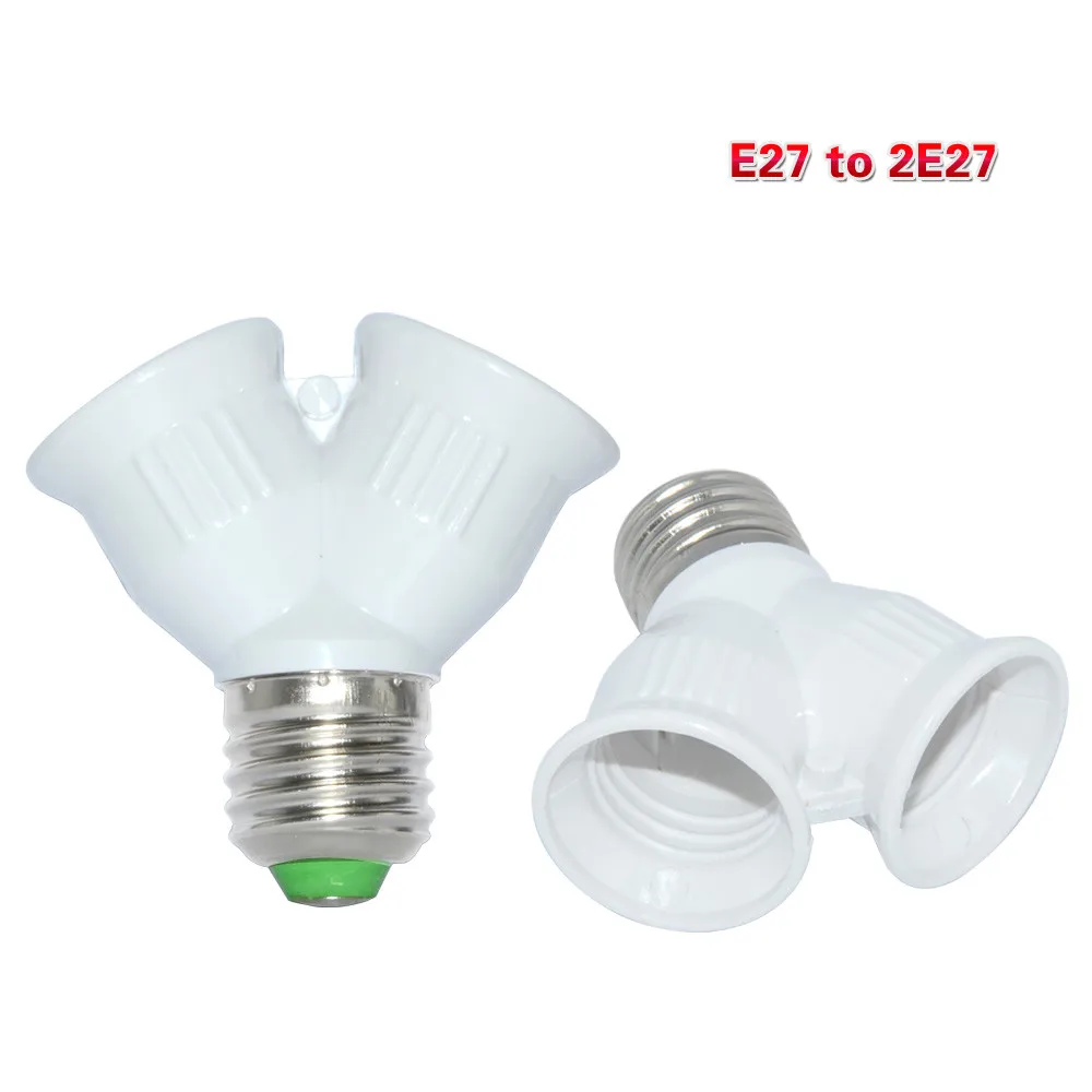 Screw E27 To 2 E27 Adapter Lamp Base Y Shape LED Bulb Base Light Lamp Splitter Adapter Converter Socket Extender Bulb Holder
