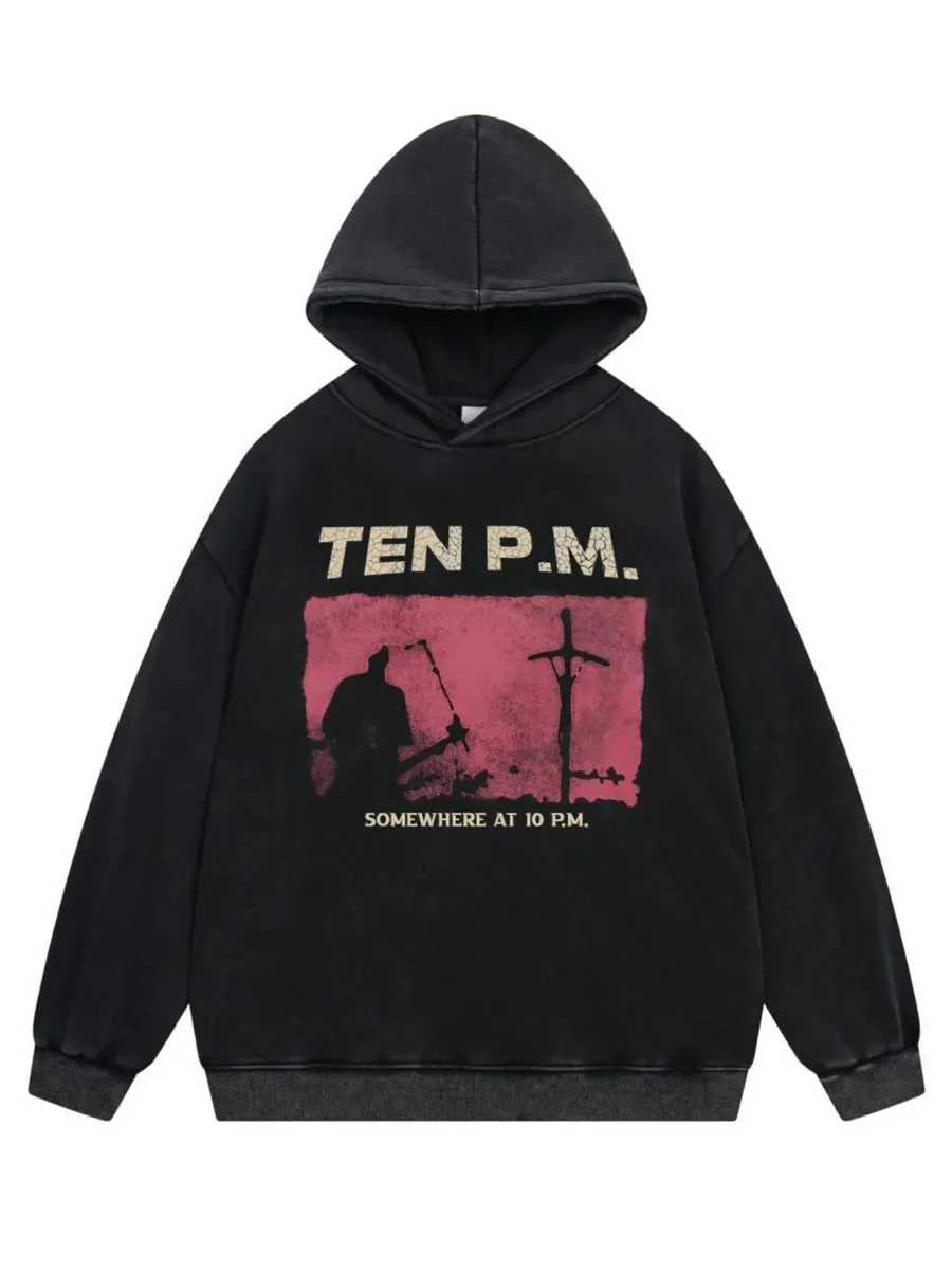 Y2k Trendy Letter Printing Hoodies Men Grunge Hip Hop Streetwear Sweatshirt Tops Vintage American Oversized Hoodie Men Clothing