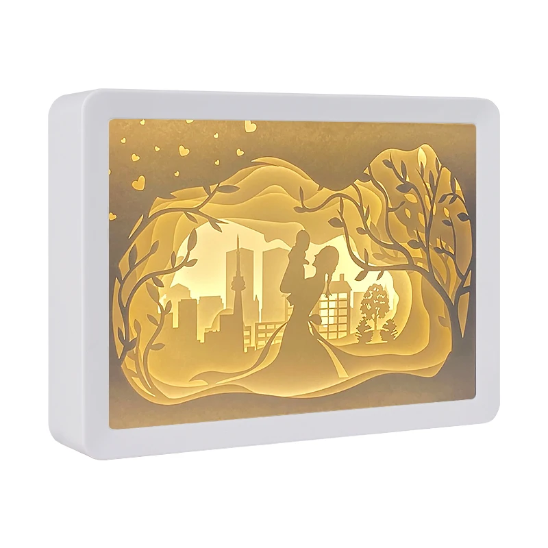 Led Lights 3D Shadow Box Frame Mystery Box Mom Love Baby Picture Frame Night Light Paper Cut Personalized Mothers Day Gifts