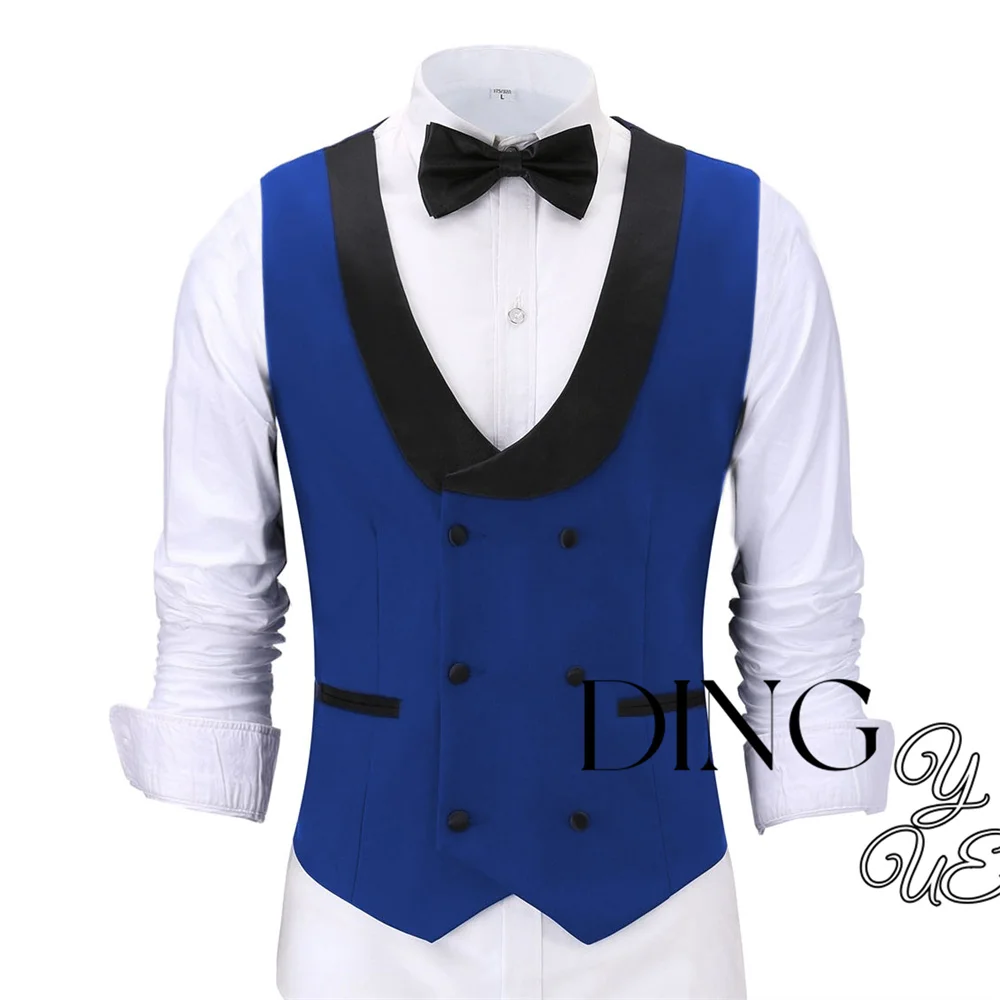 Casual Double Breasted Fashion Men\'s Suit Vest Regular Fit Shawl Lapel Waistcoat Formal Business Slim Fit For Wedding Groomsmen