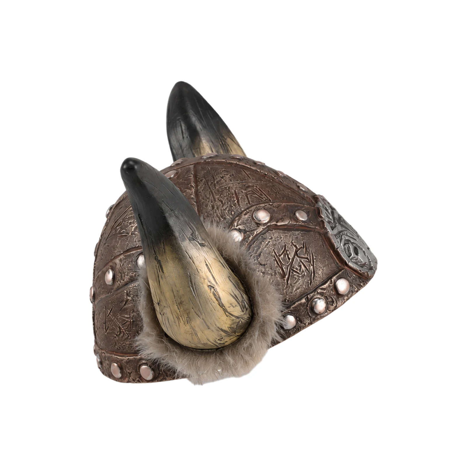 Unisex Men Women Viking Warrior Hat Horned Faux Fur Decoration Helmet Costume Accessories for Halloween Party Cosplay 5