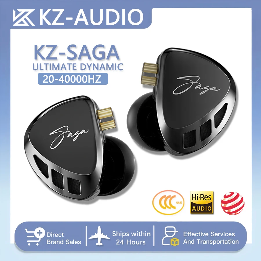 New KZ Saga Wired HiFi Headphone IEM Dynamic Drive High Quality In Ear Audiophile Headset Live Stage Broadcast Music Earphones