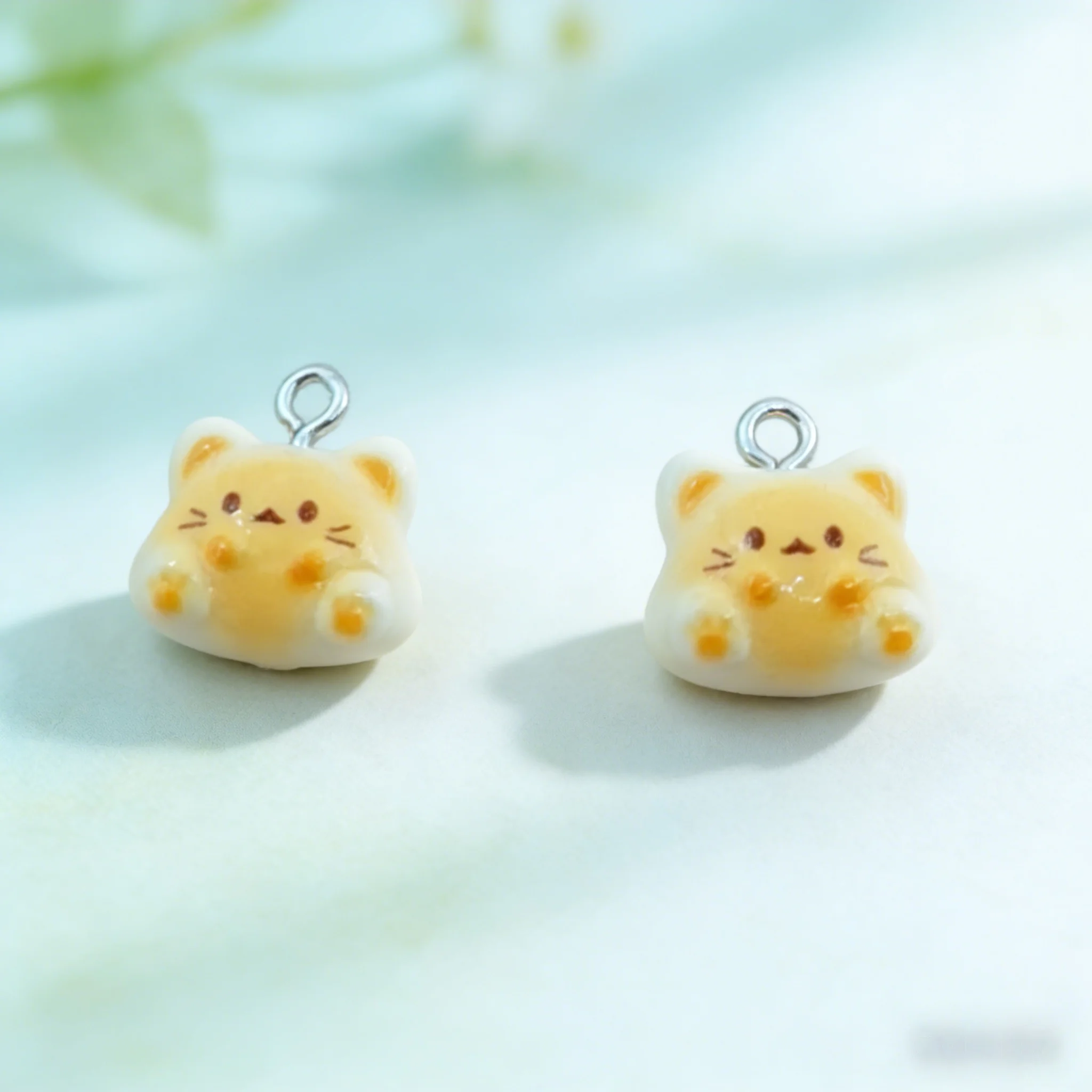 10pcs Soft and cute cheese cat pendant, girlish DIY handmade jewelry accessory