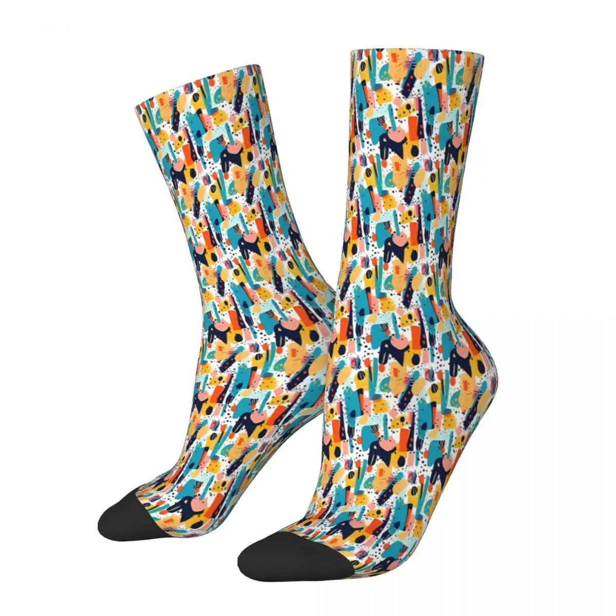 Retro Vibes Old School Pattern Stream Design Sock Socks Men Women Polyester Stockings Customizable Design