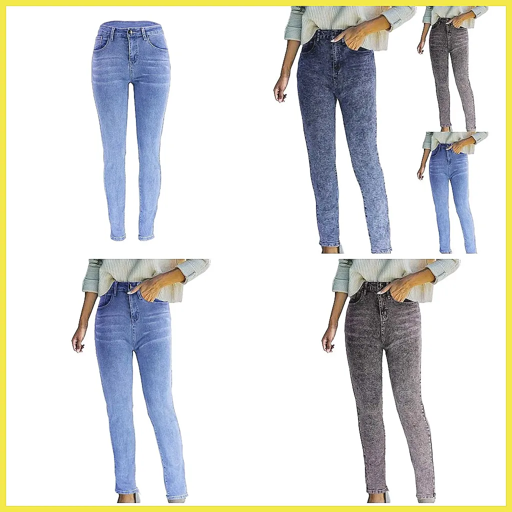 

Women's High Waist Skinny Jeans - Stretchy Slimming Jeggings, Vintage Blue Denim Trousers