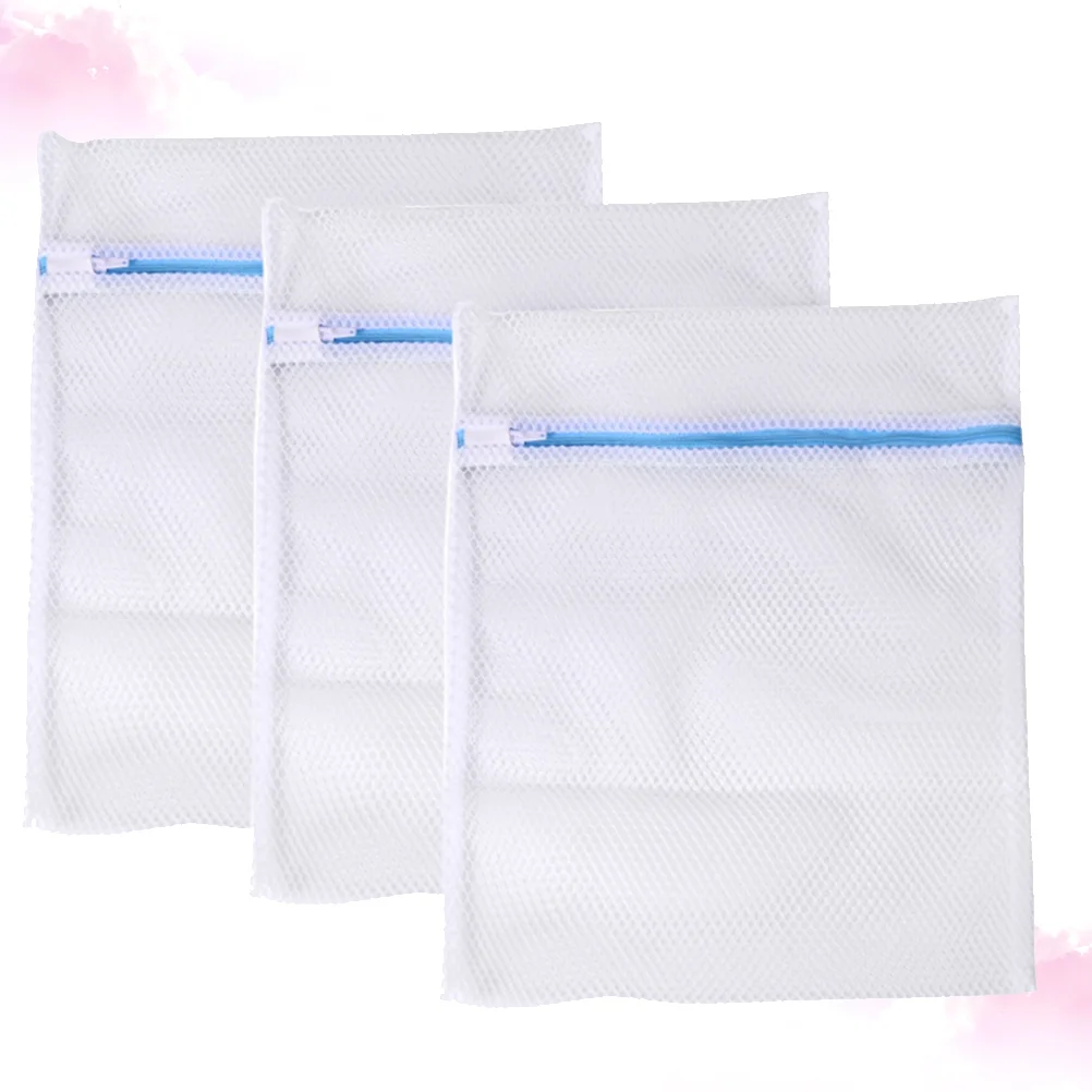 

3pcs Polyester Washing Bag Underwear Bra with Zipper Wash Bag Special Washing Machine Wash Protect Bag Fine Mesh Angle-shaped Wa
