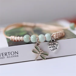 Fresh Butterfly Dragonfly Pearl Bracelet Handmade Fashion Beaded Bangles Lovely Sweet Couple Women Gift Decoration Wriststrap