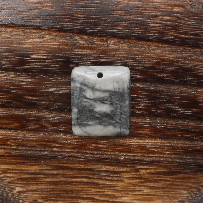 

Polished Picasso Jasper Square Pendant, Marbled Gemstone Jewelry Component, Gray and White 28x24x6mm-8.5g
