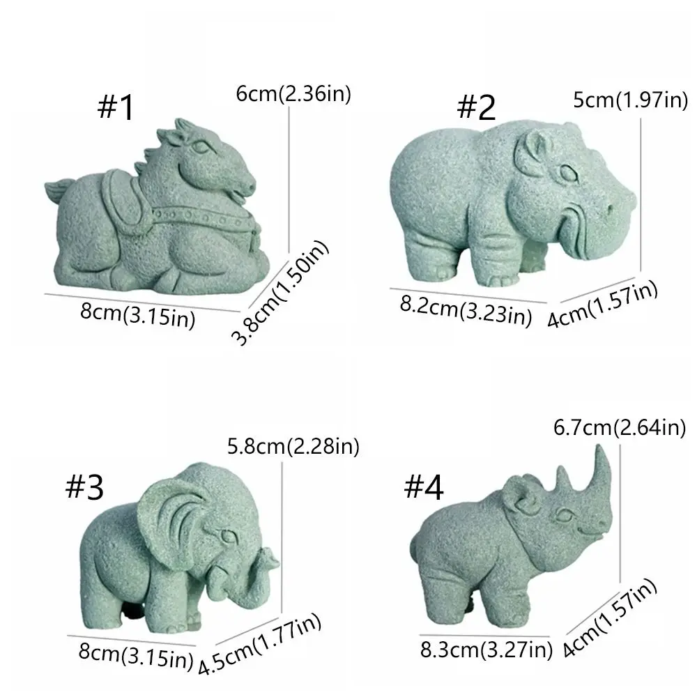Unique Simulation Horse Figurines Resin Craft Realistic Artificial Elephant Ornament Rhinoceros Hippopotamus Handmade
