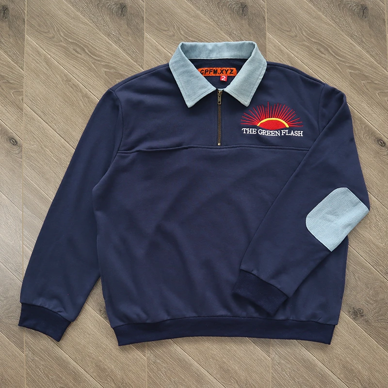 2023ss CPFM.XYZ Denim Half Zip Sweatshirts Men Women Top Quality