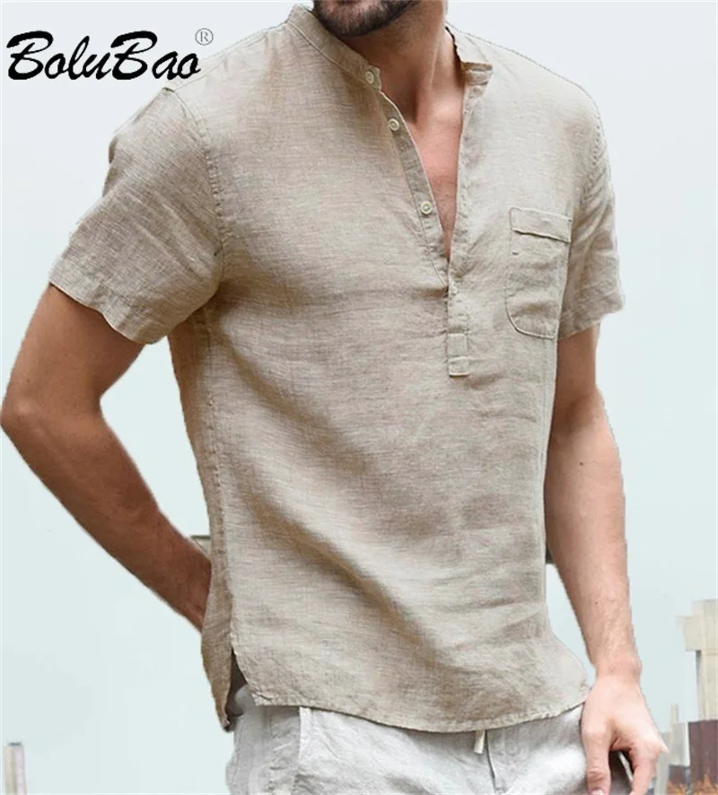 BOLUBAO 2024 Outdoor Casual Shirt For Men Solid Color Slim Fit Fashion Short Sleeve High Quality Design Casual Shirt For Men