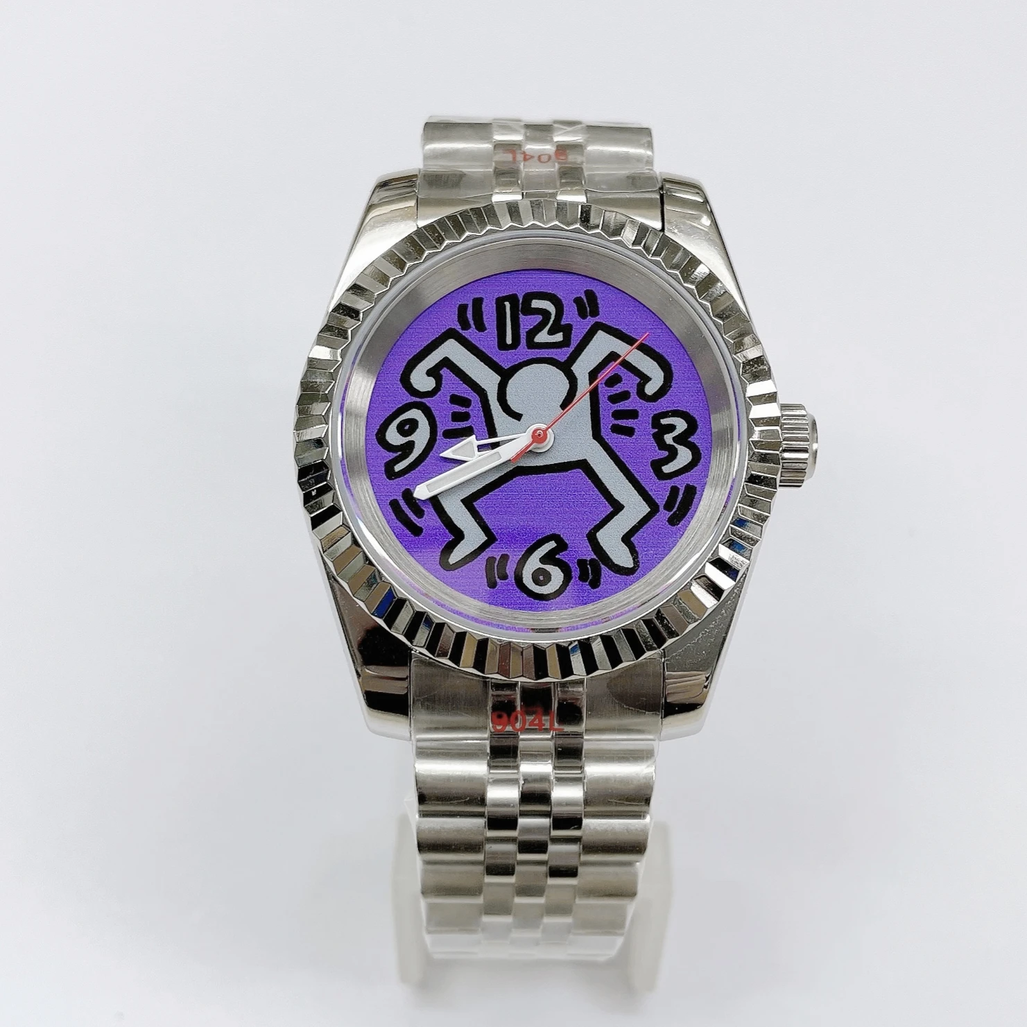 ساعة ميكانيكية للرجال، هيكل حرفي من الفولاذ المقاوم للصدأ مصنوع من زجاج الياقوت مقاس 39 ملم مع حركة NH35