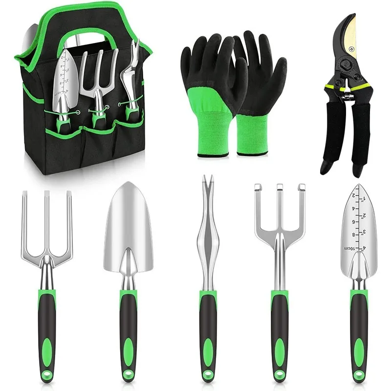 8-Piece Multifunctional Gardening Tool Set with Plastic Silicone Handle for Garden Planting Gardening Tools Fast Delivery