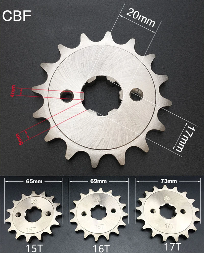 1pcs motorcycle sprocket 428# 14T/15T/16T/17T Teeth For CBF125 150 With Retainer Plate Locker Motorcycle Dirt