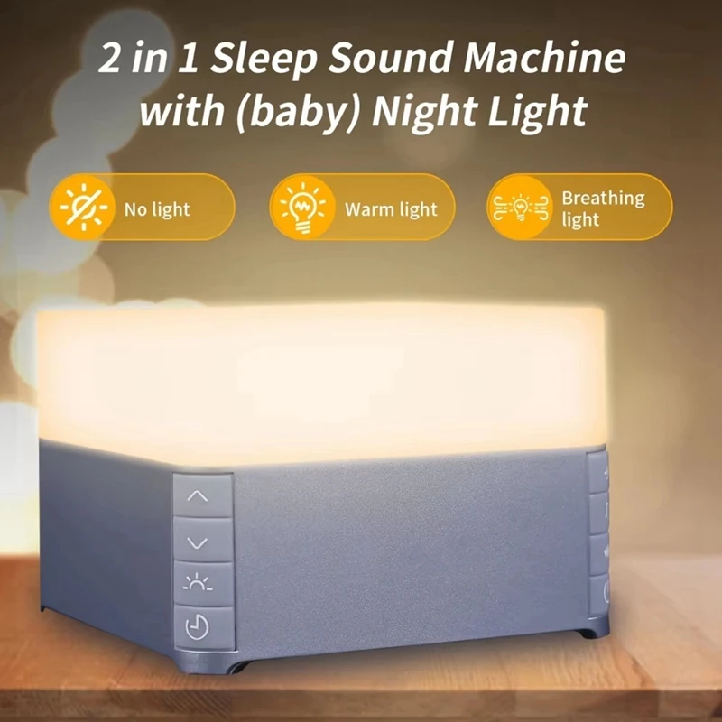 White Noise Machine Baby Audlt Sleep Aid 39 Songs Soothing Sounds with Soft Night Light Timer Noise Player Blue-A22U